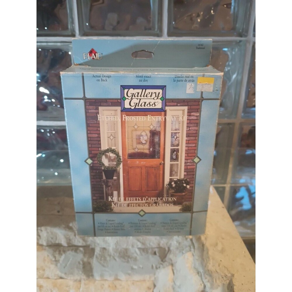 Gallery Glass Frosted Entryway Kit Plaid 16342 Traditional Outline Paint Apply